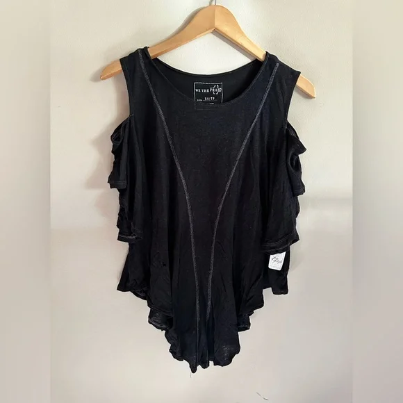 FP We The Free Cut out Short Sleeve Top - NWT (Black) - Picture 1 of 4